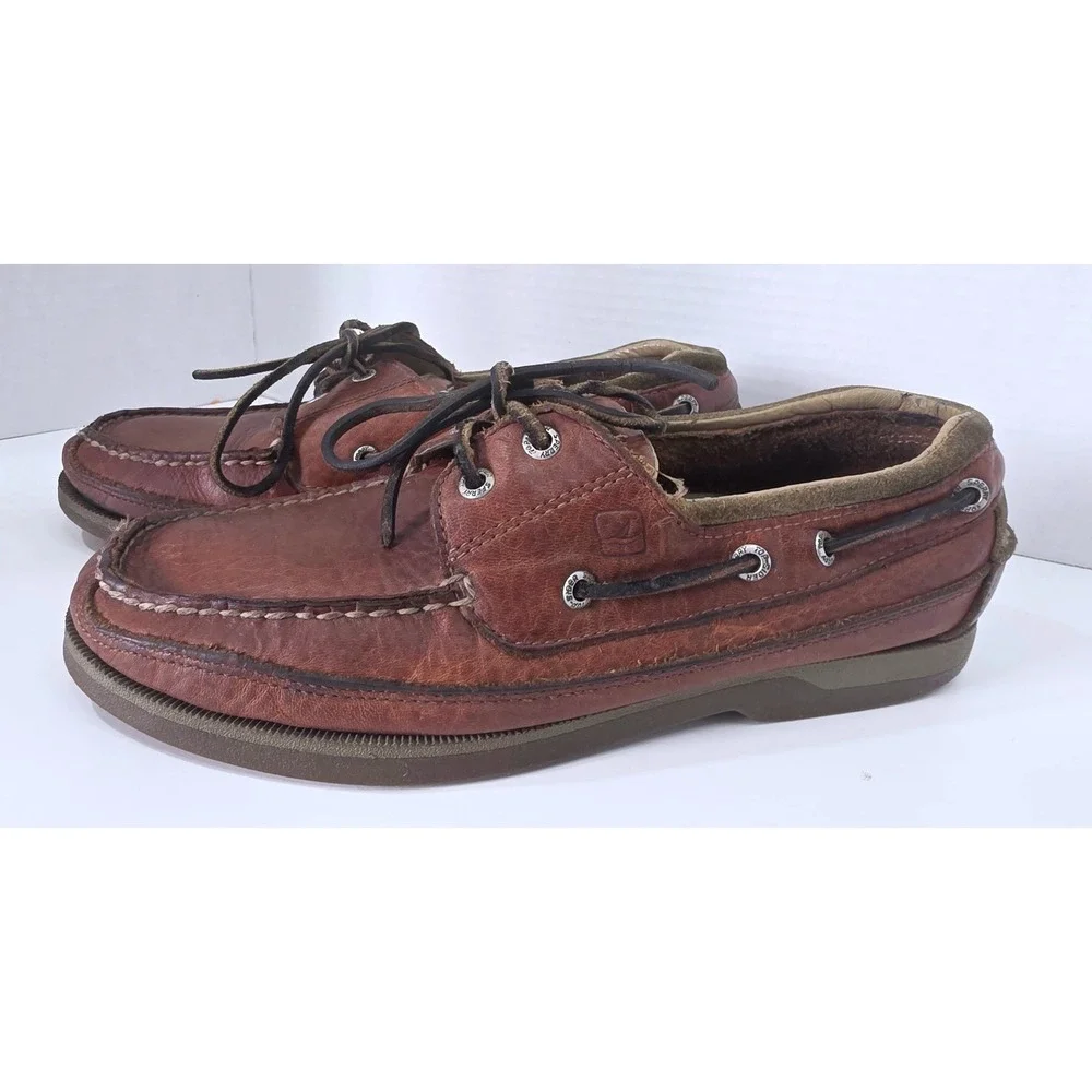 Sperry Top-Sider Mako Collection Brown Leather Boat Shoes Deck Shoes 9.5 CALLOUT